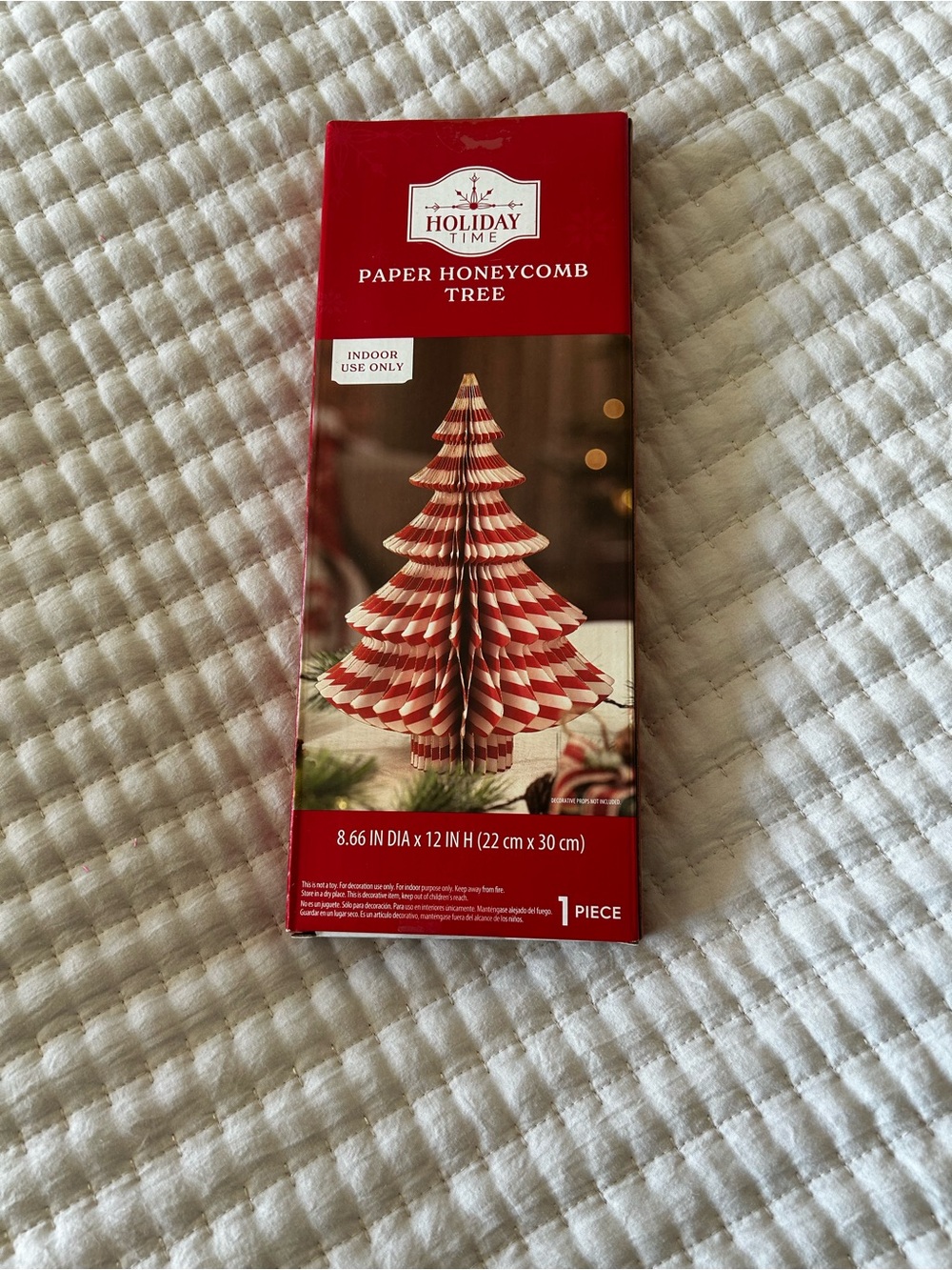 Holiday Time Red and White Paper Honeycomb Tree Holiday Decoration